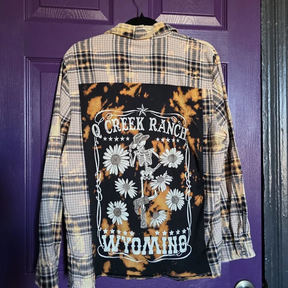 BUCKLE- La la Island Upcycled Yellow/black Flannel, Creek Ranch Wyoming Size S - Picture 12 of 12